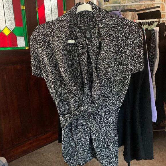 INC Women's Black & White Heathered Knit Cardigan (SZ SP) - Picture 10 of 10